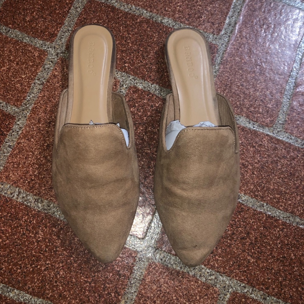 Tan open back mule